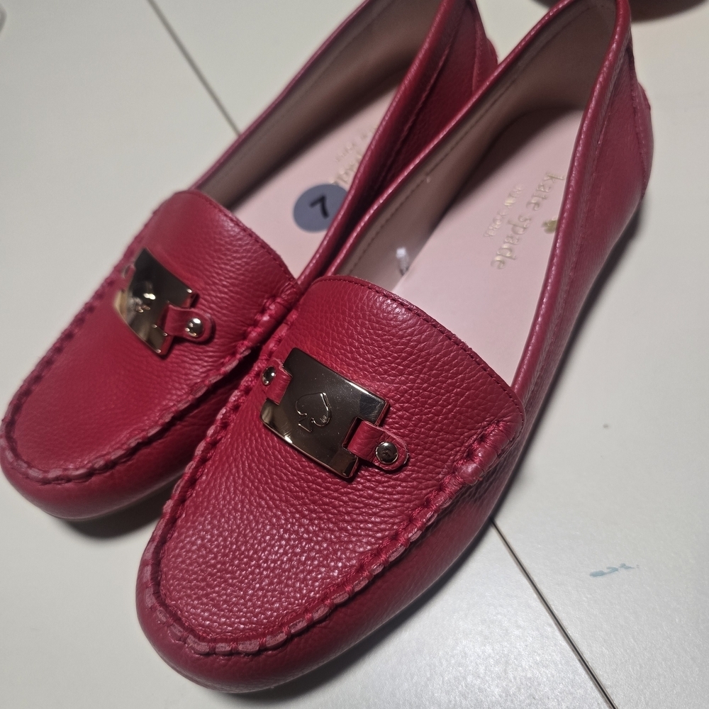 Kate Spade Red Leather Loafers - Picture 3 of 8